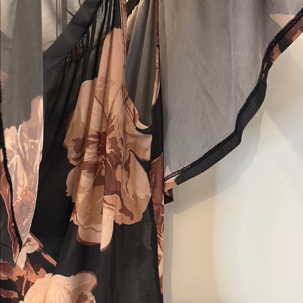 LAST CALL! Charlotte Russe Black and Cream Bodysuit with Ruffle Sheer Elegance - Picture 4 of 6